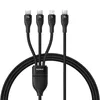 Kabel 3w1 Baseus Flash Series 3 100W USB-C - USB-C+USB-C+Lightning 1,5m + 3 x 0,25 m - czarny